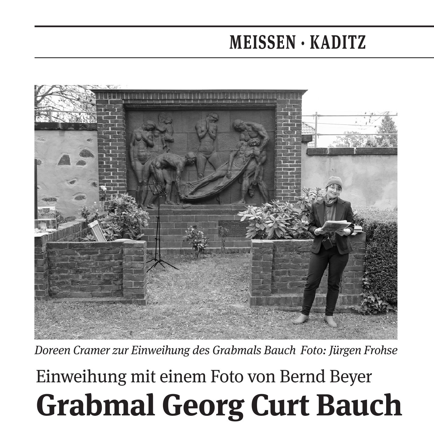 Artikelausschnitt Einweihung Grabmal Bauch Elbhang-Kurier Juni 2026 Jürgen Frohse